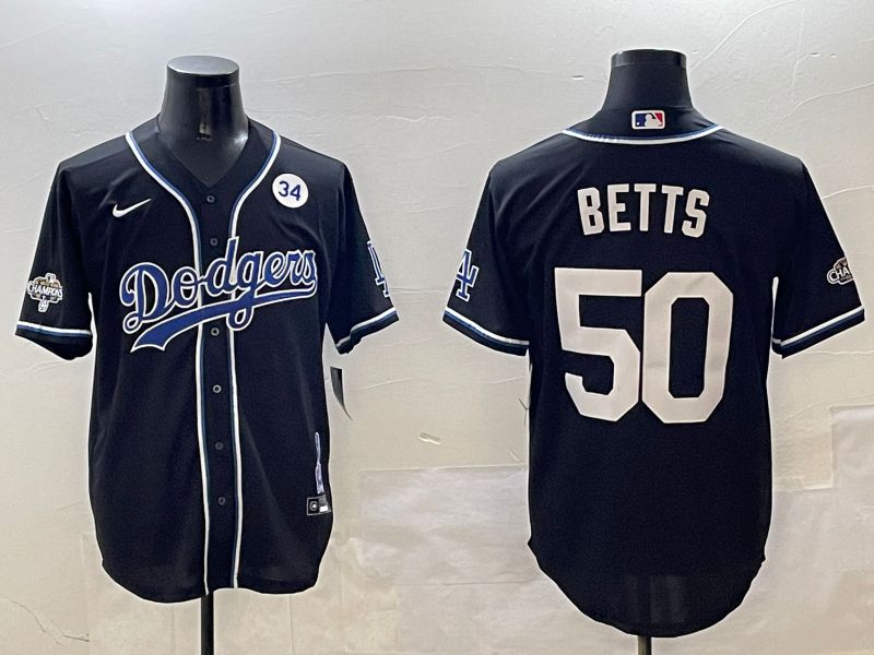 Men Los Angeles Dodgers #50 Betts Black Fashion Game 2025 Nike MLB Jersey style 3063